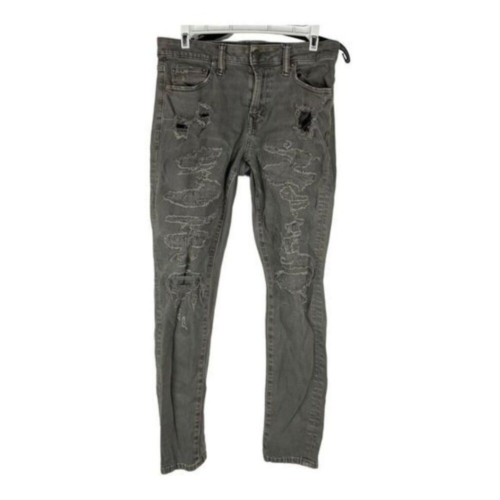 American Eagle Airflex+ Mens Grey Distressed Skinny Jeans 29x30